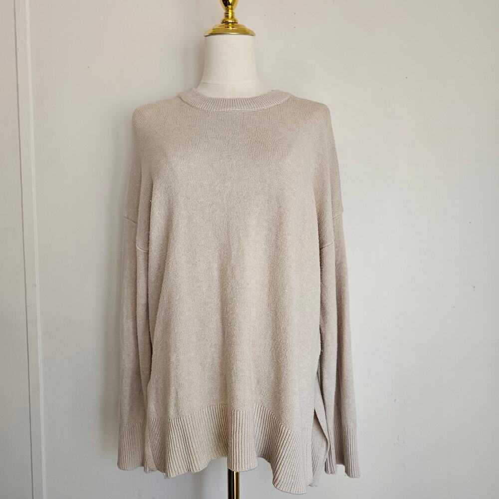 TAHARI XL Oversized Crewneck Hi-Low Relaxed Sweater